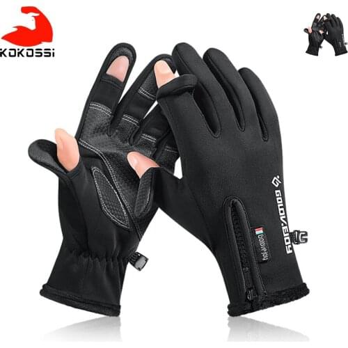 KoKossi Finger Warmth Fishing Gloves Winter Windproof Performmance Wrist Tightness Men Women Non-slip Waterproof Fishing Gloves