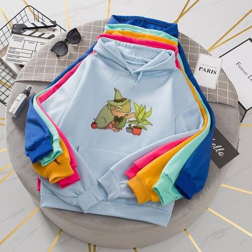 Hoodie with Hood Thick 90s Aesthetic Frog Clothes Girls Sweatshirt Oversize Plus Size Hoodies for Teen Girls Oversized Teenagers
