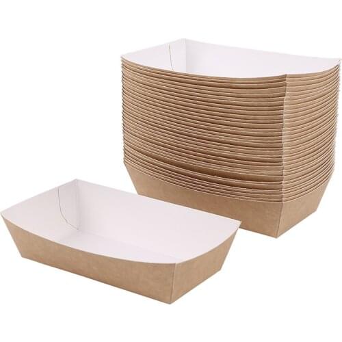 Baking Packaging Waterproof Oil-Proof Food Box Fast Food Paper Box Disposable Kraft Craft Paper Containers Box MEAL Box