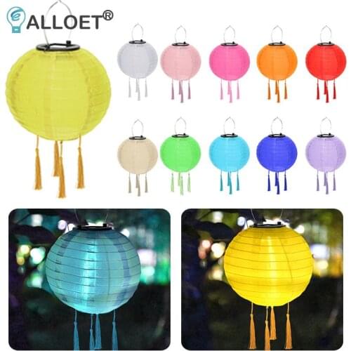 Waterproof Nylon Solar Lantern Outdoor Hanging Lantern Lamps Chinese Traditional Style Ornament Solar Lamp Home Decor