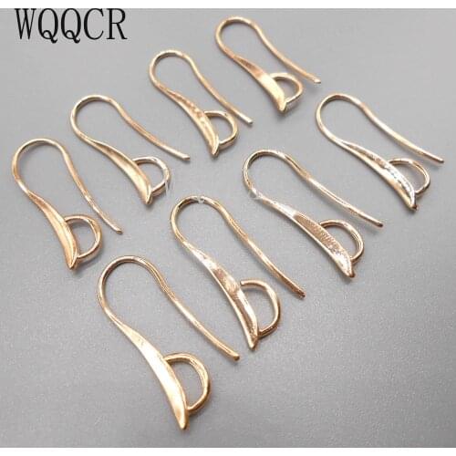 Free Shipping 10PCS Lot Making Design Rose gold Jewelry Findings Hook Earring Pinch Bail Ear Wires For Crystal Beads