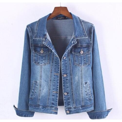 Plus Size Women Short Denim Jacket Spring New Slim Korean Single-breasted Long Sleeve Female Jeans Autumn Chaquetas Mujer 3XL