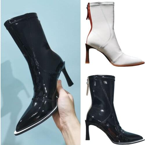 New Ankle Boots For Women Stiletto High Heels Back Zipper Winter Shoes Women Pointed Toe botas femininas Fashion botas de mujer