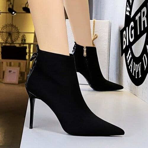 Boot woman 2020 new ins web celebrity skinny boots versatile pointy ankle boots sexy high-heeled shoes stiletto heels for women