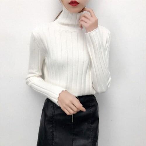 2019 Autumn Winter Women Knitted Turtleneck Sweater Casual Soft Polo-neck Jumper Fashion Slim Femme Elasticity Pullovers