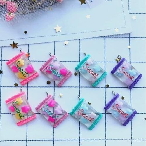 10pcs Kawaii resin Fashion flowers candy Charms for DIY decoration neckalce earring key chain Jewelry Making