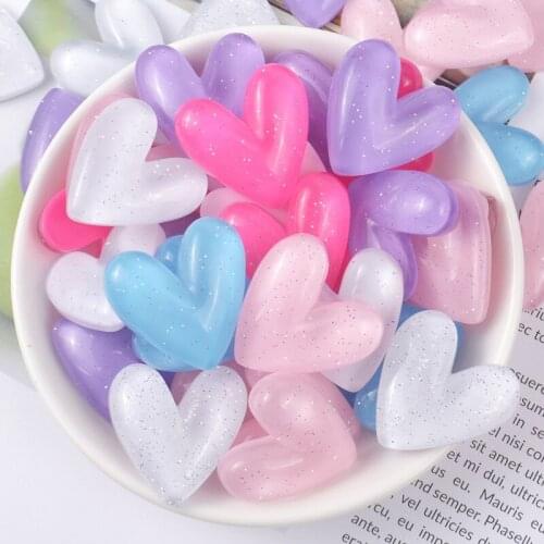 10pcs/lot 27mm Kawaii Resin Heart Cabochon Flatback For Kids DIY HeadClip Scrapbooking Craft Home DIY Favor