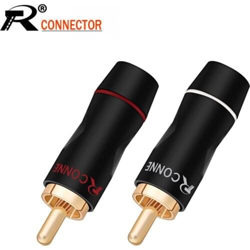 10pcs/lot RCA Male Plug Soldering Wire Connector High Quality Gold Plated Speaker Jack RCA Plug 5 Pairs Red+White