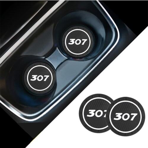 2pcs Car interior accessories Water cup pad Non-slip mat Silicone Car non-slip coaster For Peugeot 307