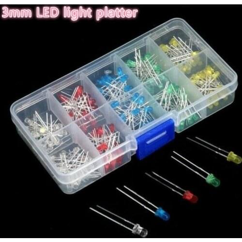 200 pcs/ box 1 box mixed color white red blue yellow green classification diode kit for lighting assortment 3mm LED lights