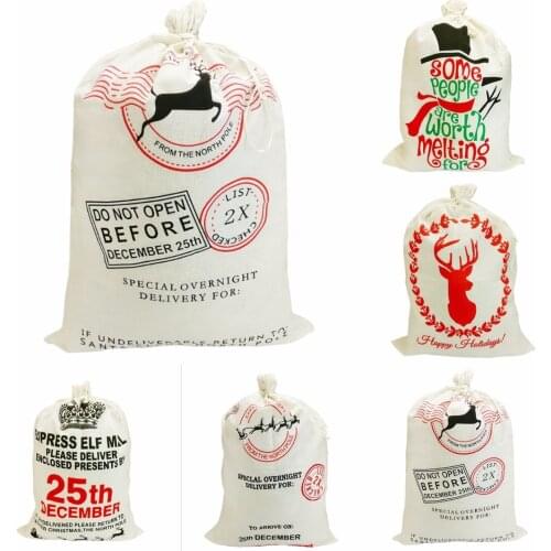 2018 Newest 2018 Newest Christmas Gift Bags Drawstring Canvas Santa Sack Reindeer Organic Storage Bag