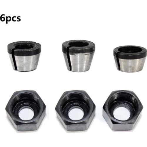 6pcs Router Bit Extension Collet Chuck Engraving Trimming Machine 6/ 1/4 "/ 8mm