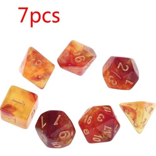 7pcs D20 Polyhedral Dice Glitter Double Colors 20 Sided Dices Table Board Playing Game for Bar Club Party