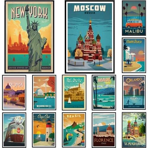 5D DIY New York Netherlands Amsterdam London Diamond Painting Vintage Europe America City Landscape Cross Stitch Kit Home Decor