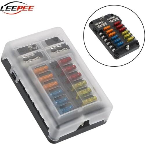 12-32V 6/12Way Car Fuse Blade Box Holder LED Indicator Overload Protection Kit Truck Trailer Automotive Accessories Household