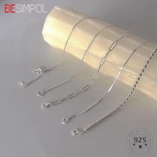 Besimpol Real 925 Sterling Silver Simple Bracelet Minimalist Bead Chain Bracelets for Women Luxury Fine Jewelry For Wholesale