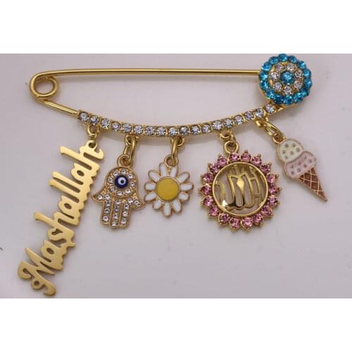 Allah Mashallah Turkish evil eye Stainless steel brooch baby pin