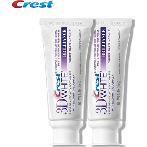 Crest 3D White Brilliance Toothpaste Fluoride Anticavity Tooth Paste DeepClean Oral Hygiene Safe Dental Teeth Whitening 116gx2pc