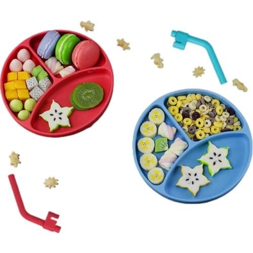 Baby Dinner Plate Suction Cup Bowl Grid Plate Large-capacity Silicone Anti-drop Complementary Food Bowl Childrens Dinner Plate