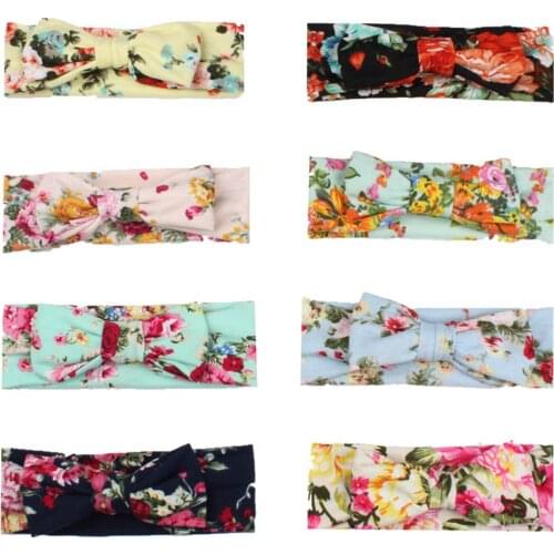 Bowknot Shape Children Turban Kids Printing Headband Soft Elastic Bandana Headwear