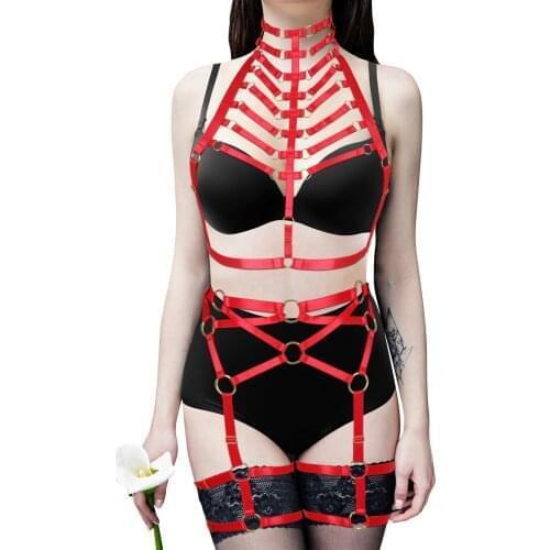 Exotic Underwear For Women Hanging Neck Turtleneck Tops Hollow Out Leg Bondage Harness Elastic Adjustable Erotic Lingerie Fetish