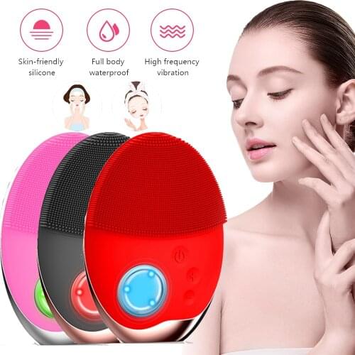 Alwafore Electric Facial Cleansing Brush Silicone Sonic Face Cleaner Deep Pore Cleaning Skin Massager Face Cleaning Brush Device