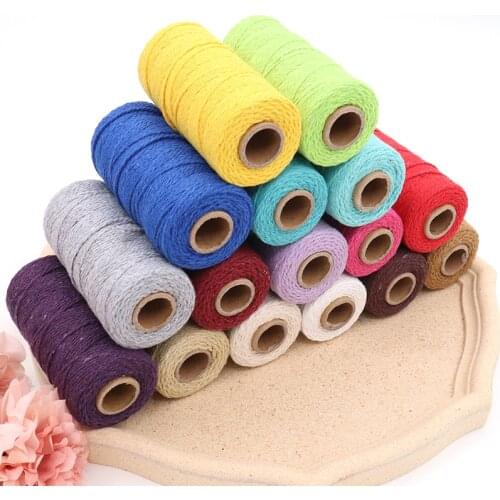 2mm Cotton Macrame Cord Colorful 2 Strands Twisted Rope String Thread DIY Home Textile Wedding Decorative Tapestry Art 80 Meters