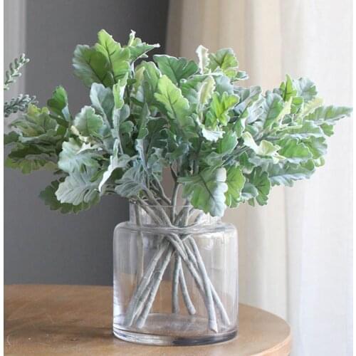 Home Plants Decoration Top Grade Simulated Green Artificial Plant Flocked Leaves Model Yinqiao Leaf Flower Arrangement With Wood