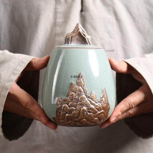 Chinese-style Ceramic Storage Tank Decorations Household Tea Cans Exquisitely Sealed Jars Living Room Coffee Table Sealed Kiln