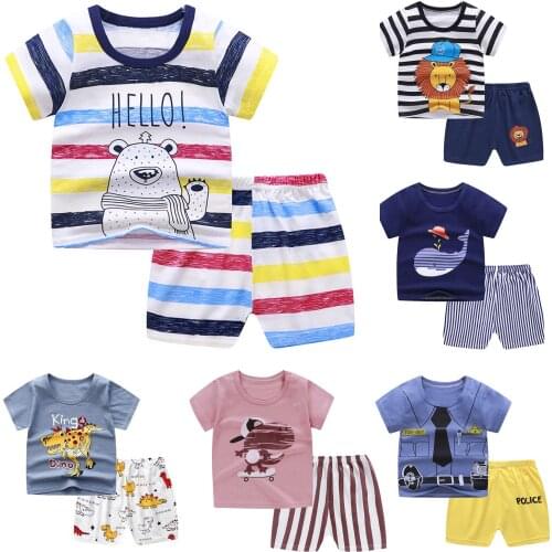Summer Baby Boy Clothes Toddler Girl Combination Pajamas With Shorts 1-5 Years Kid 2 Piece Sets Child T Shirt Casual Costumes