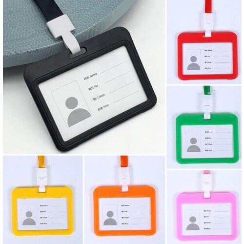 Fashion Card Cover Work Name Card Holders Business Work Card ID Badge Lanyard Holder Case