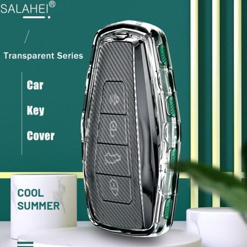 Soft TPU Car Remote Key Case Cover Holder Shell For Geely Coolray 2019-2020 4 Buttons Car Styling Accessories Buckle Keychain