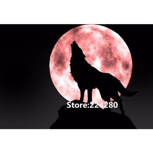 Animal Blood moon Wolf Needlework,embroidery,14CT cotton DIY Cross stitch kit,Art Pattern counted Cross-Stitching home decor