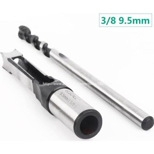 Square Hole Bits Wood Drill Bit Mortising Chisel Set 9.5mm/ 3/8" Mortiser Drills Bit Set