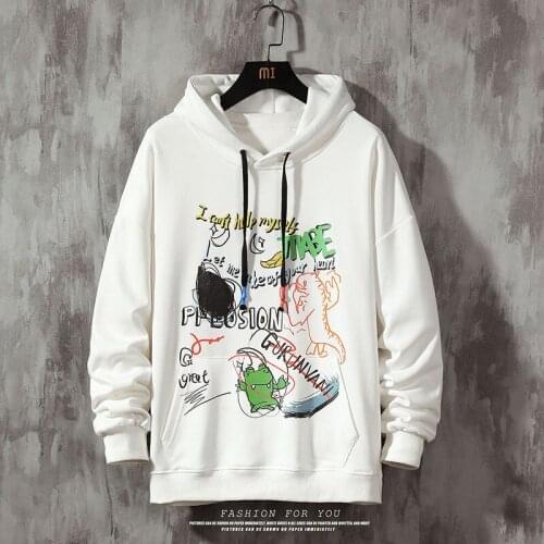 2020 spring and autumn new mens hooded pullover sweatershirt fashion loose large size printed hoodie sweatshirt jacket coat