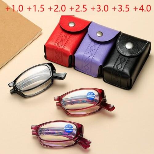 Purple And Red Pattern Anti-blue Light Women Reading Glasses Fold Frame Hyperopia Eyewear +1.0 +2.0 +2.5 +3.0 +3.5 +4.0