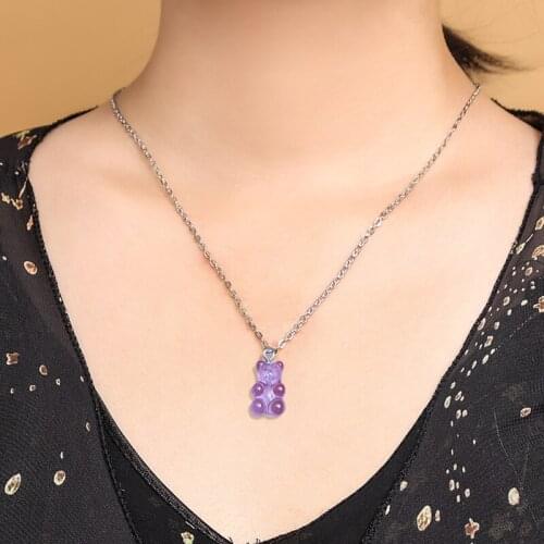 Crystal Bear Necklace Women Girls Charm Pendant Necklace Silver Chain Animal Choker Necklaces Cheap Jewelry Bears Christmas Gift