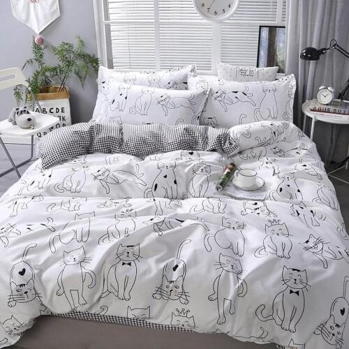 Cartoon cat duvet cover pillowcase 3pcs 220x240,200x200,quilt cover blanket cover 135x200 ,single double king size bedding set30