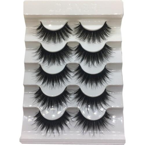 1/ 5 Pairs Natural Long False Eyelashes 3D Thick Cross Eye Lashes Eyelash Extension Fake Eyelashes Hand Made Makeup