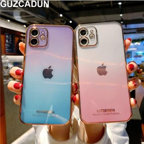 Luxury E-Plating Phone Case for IPhone 12 11 Pro Max XS 12 Mini XR X 8 7 Plus SE 2020 Gradient Color Soft Silicone Back Cover