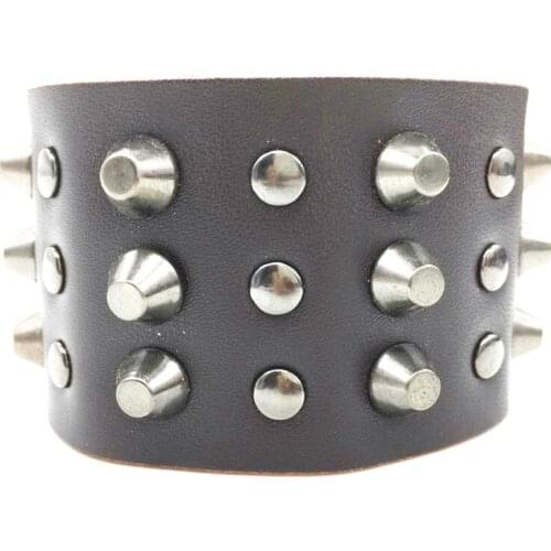 Punk Handmade Wide Men Leather Bracelets Women Vintage Bangle Male Homme Jewelry Accessories