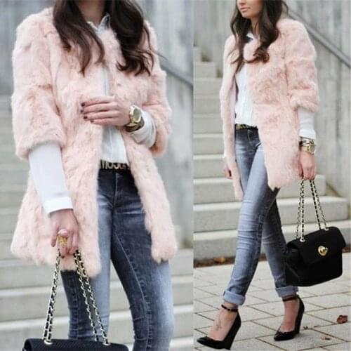 Genuine Whole Skin Rabbiat Fur Coats Jackets Women Pink Real Fur Vest Plus Size S-XXL Ladies Fur Jackets veste fourrure femme