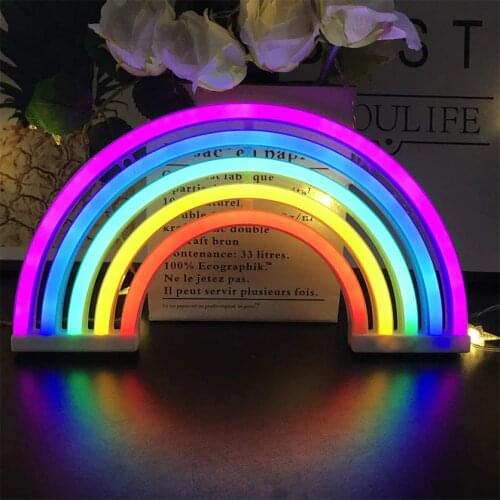 LED Neon Light Wall Art Sign Bedroom Decoration Rainbow Hanging Night Lamp Home Party Holiday Decor Kid Child Xmas Birthday Gift