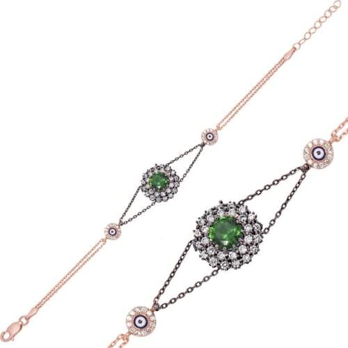 Tevuli 925 Sterling Silver Green Cubic Zirconia Authentic Womens Bracelet