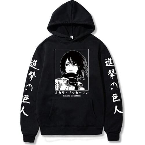 Attack on Titan Manga Hoodies Anime Mikasa Ackerman Printed Sweatshirt Casual Clothes Harajuku Hoodies Sweatshirt
