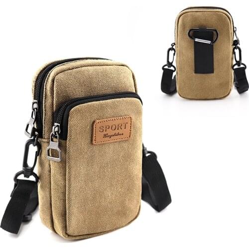 Universal 6.5'' Waterproof Multifunctional Canvas Phone Bag Handbag Shoulder Bag Waist packs For man belt holder Jelly purse