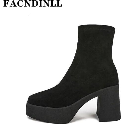 Women Boots New Designer Stretch Boots 2021 Autumn Winter Ladies High Heels Platform Shoes Female Martin Elegant Black Booties