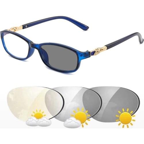 Women Fashion TR Rectangle Photochromic Myopia Glasses Girls Sun Automatic Discoloration Nearisghted Sunglasses for Shortsighted