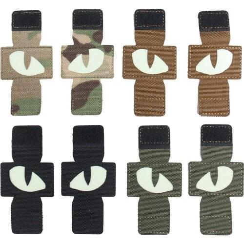 1 Pair Reflective Cat Eye Tactical Patch Hook Fasteners Military Combat Glow In Dark Tag Applique Badge Tactical Helmet Backpack