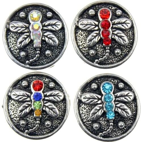 10pcs/lot Snap Jewelry Dragonfly Metal 18MM Snap Buttons Fit DIY OEM Snap Bracelets For Women